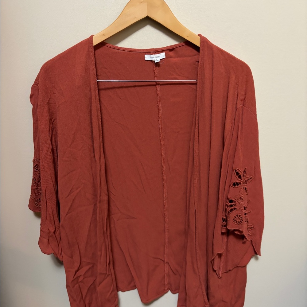 Maurices Terracotta Open Front Cardigan